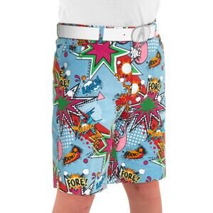 NWT New Royal & Awesome Kids Shorts Golf Size Large 12 - 13 Partoon Comic Sport